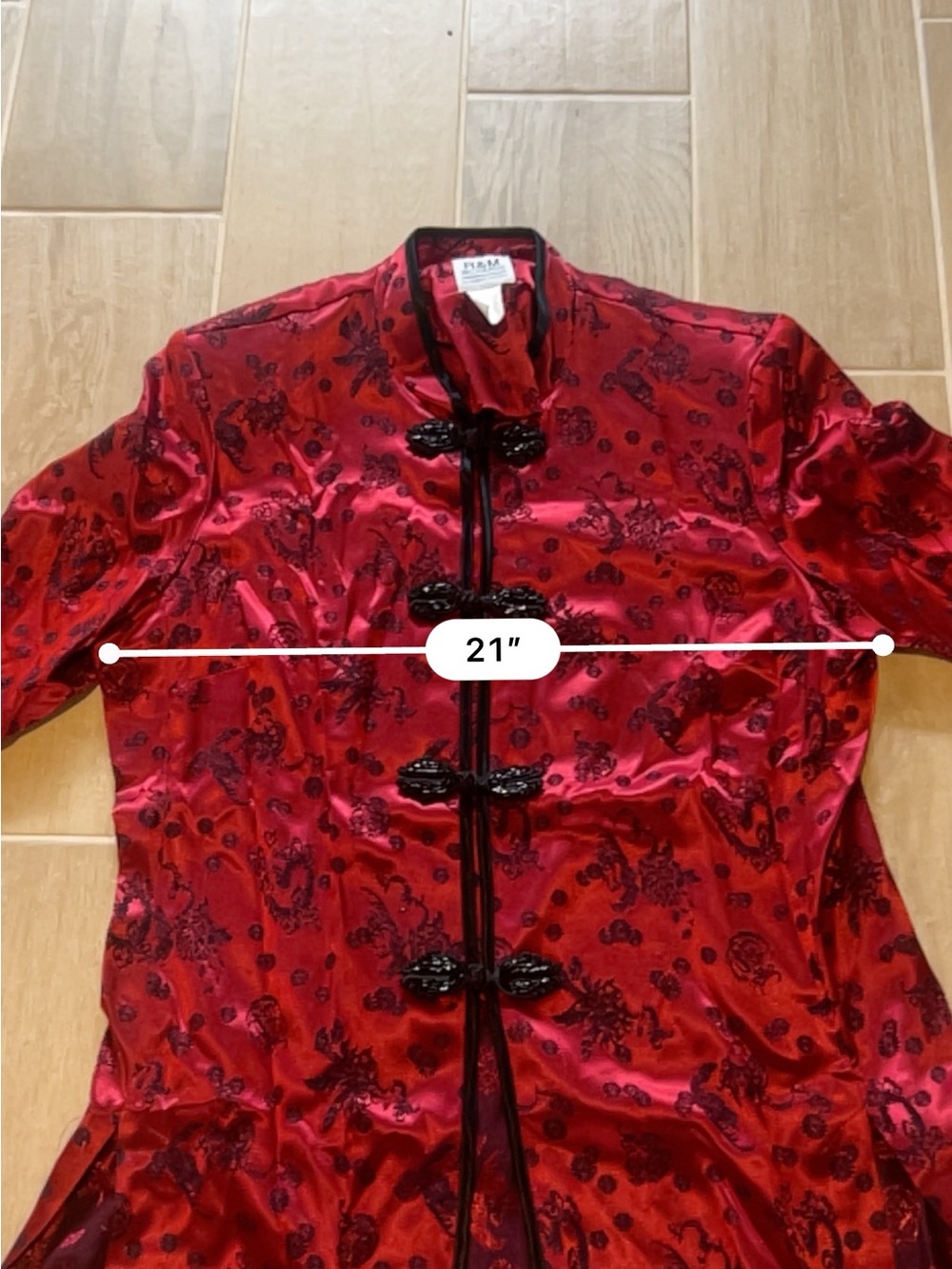 Vintage Karen Kwong R&M Richards Asian Oriental Red Kimono Cardigan 14 USA - Picture 6 of 7